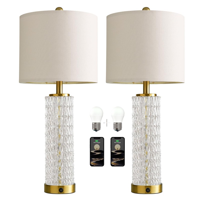 Oneach 27.75” Table Lamps Set of 2, Gold Modern Bedside