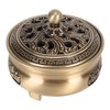 Coil Incense Burner with Lid Antique Beautifully Carved Electroplating Zinc