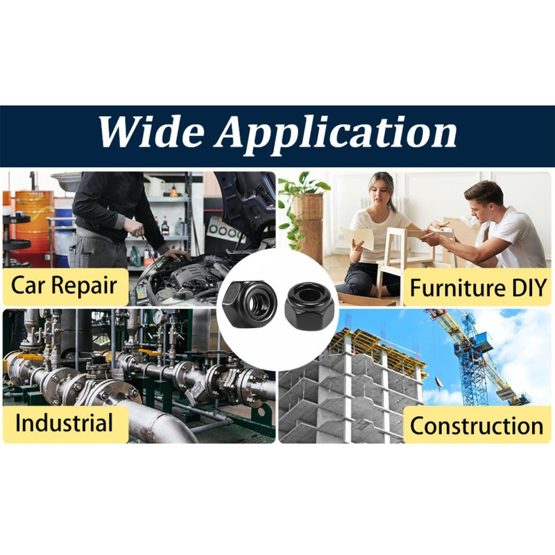 Hmevsafinect Hex Lock Nuts - M8 x 1.25mm Carbon Steel