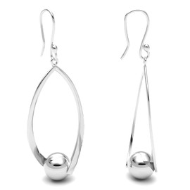Agálea | Aretes largos de Plata .925 con bolita colgantes para mujer diseño elegante