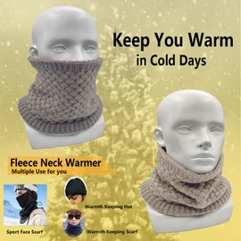 ehsbuy Tube Scarf Men Women Ski Neckerchief Neck Warmer Winter Neckerchief Loop Scarf Men's Neck Warmer with Mouth Breathable for Skiing Motorcycle Sports, Knitted Gray