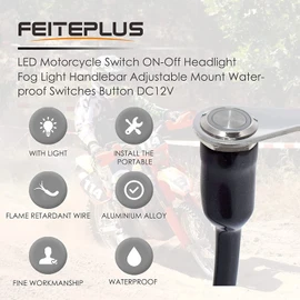 Motorcycle Handlebar Switch ATV Bike 12V LED Headlight Fog Light Switch Waterproof Overload Protection Blue