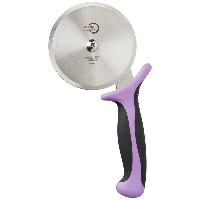 Mercer Culinary Millennia Pizza Cutter with Purple Handle, 4-Inch Wheel,