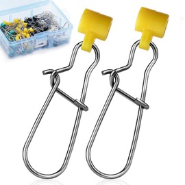 FishTrip Sinker Slides for Fishing Rigs - 25pcs Duo Lock Snaps for Fishing Line Heavy Duty Weights Sinkers Saltwater Connector Accessories(Yellow_S#_25pcs)