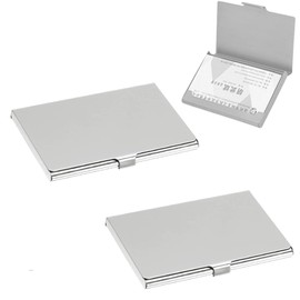 Fc'Noqgn Business Card Holder, 2 Piece Stainless Steel Business Card Case, Ultra Light Business Card Holder, Business Card Holder for Men and Women, White