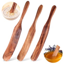 Wooden Sourdough Spatula, 3 Pcs Wooden Spatula for Cooking Skinny Flat Spurtle Spatula Wood Kitchen Utensils Kitchen Sourdough Tools for Dough Mixing Spreading Baking