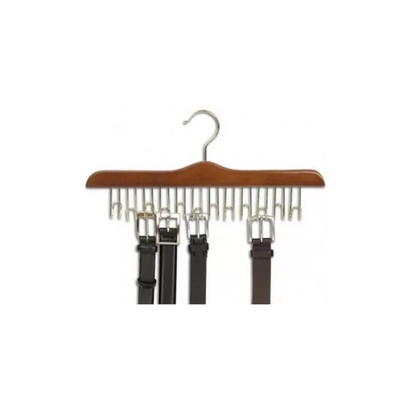 Only Hangers 17" Walnut Wood & Chrome Multi Belt Hanger
