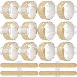 Relaxgiant 12 Pieces Slaplet Wristlets Wrist Corsage Bracelets Corsage Wristlet Band Floral Slaplets Wedding Bracelets DIY Wrist Corsages Accessories for Bridesmaid Bridal Shower Party Prom(Gold)