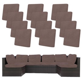 12Pcs Stretch Patio Cushion Covers,Outdoor Couch Covers Replacement,Outdoor Couch & Sofa Slipcovers,for Patio Furniture Cushion Covers,Washable Reusable Furniture Protector (Camel,Cover Only)