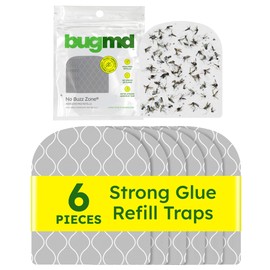 BugMD No Buzz Zone Refiller Pad (6 Refills) - Extra-Strong Adhesive Traps, Indoor Insect Trap Refill, No Harsh Chemicals, Household Friendly, Fly Trap Refill, Flea Trap Refills, Bug Trapper