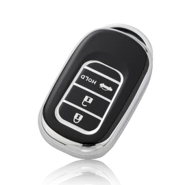 [Unhoke] N-BOX Custom JF5 JF6 Key Case Compatible Honda New Step Wagon Key Cover NBOX JF5 JF6 Civic ZR-V Vezel Smart Key Case 3 Buttons TPU Scratch Resistant, Silver Black