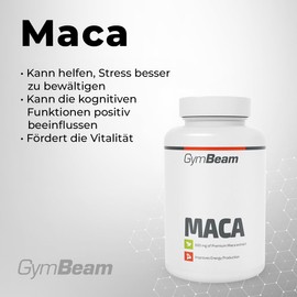 GymBeam GymBeam Maca Kapseln - Hochdosiert, 1800 mg pro Tagesdosis, Superfood, Adaptogen zur F?rderung der geistigen und k?rperlichen Leistungsf?higkeit, Fruchtbarkeit und Verringerung von Mdigkeit (120 Kap)