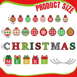 Whaline 36Pcs Merry Christmas Garage Door Magnets Decoration Xmas Ball Ornaments Gift Boxes Garage Door Decals Red Green Magnetic Refrigerator Stickers for Outdoor Party Home Car