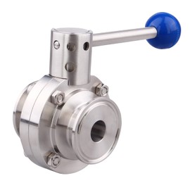 DERNORD Sanitary Butterfly Valve with Pull Handle Stainless Steel 304 Tri Clamp Clover (3/4 Inch)
