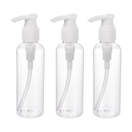 PATIKIL 150mL Airless Pump Bottle, 3 Pack Portable Refillable Dispensing Containers for Travel Lotion, Clear