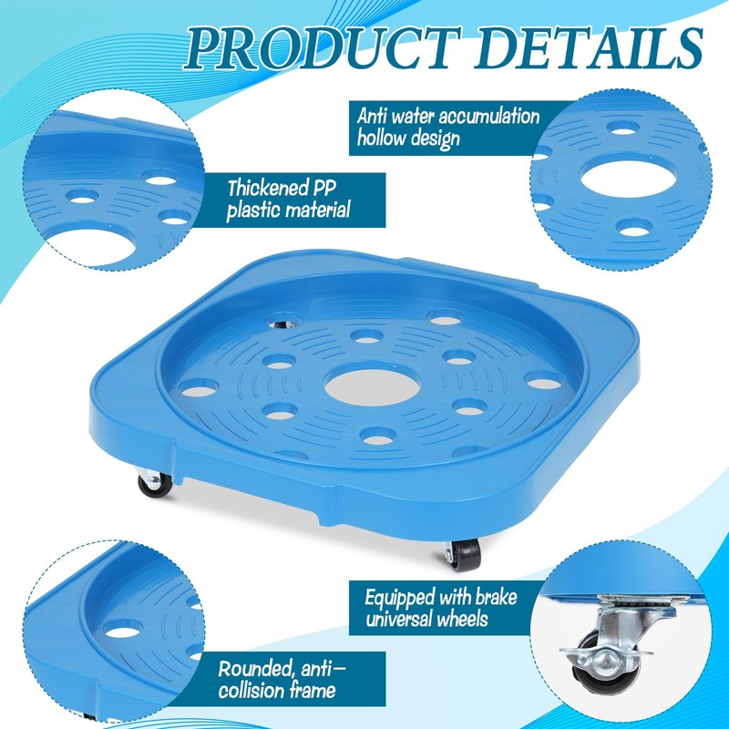 3 Pack 5 Gallon Bucket Dolly with 360° Swivel Casters,