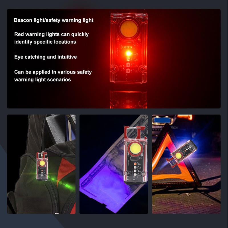 800LM COB Keychain Work Light Rechargeable Mini LED Flashlightht Outdoor