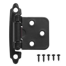 uxcell 1/2 Inch Overlay Cabinet Hinges, 50 Pcs Self Closing Flush Mount Cabinet Door Hinges with Door Bumper for Kitchen Bathroom Cabinet Doors Furniture, Black