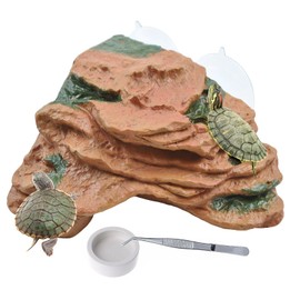 PINVNBY Resin Turtle Basking Platform with Suction Cups,Turtle Dock Floating Ramp Resting Area Habitat Aquarium Ornament Tortoise Climbing Accessories for Tortoises Frogs(L)