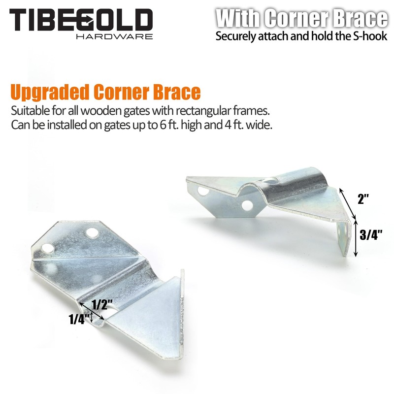TIBEGOLD Anti Sag Gate Kit for Wooden Fence, Silver Gate