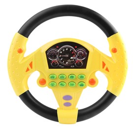 Steering Wheel Simulated Toy for Kids Babies 3+ Years Old, Small Electronic Simulated Driving Driver Racing Toy with Sound (Yellow)