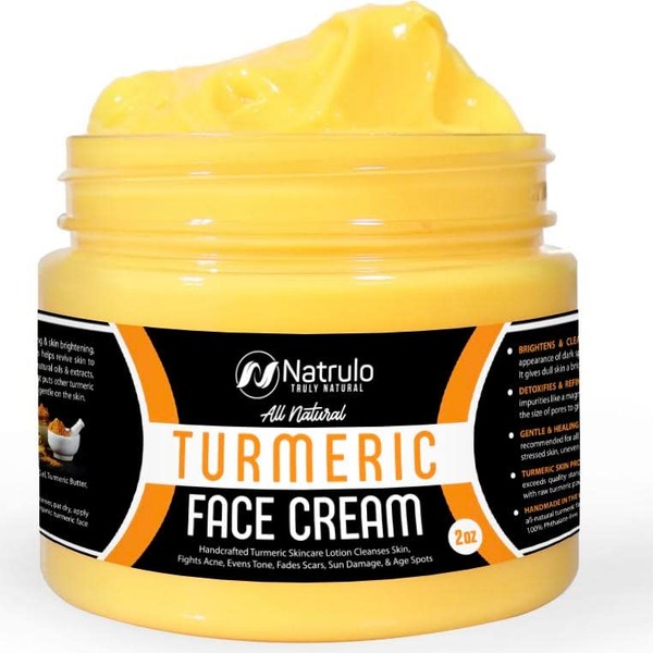 Turmeric Cream for Face & Body - All Natural Turmeric Cream Skin Brightening Lotion - Turmeric Cream Cleanses Skin, Fights Acne, Evens Tone - Pure Handcrafted Skincare Made in the USA 2 Oz