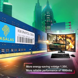 Rasalas 16GB KIT(2x8GB) DDR3L / DDR3 1600MHz PC3L-12800 / PC3-12800 PC3L-12800U DIMM Non-ECC 2Rx8 CL11 1.35V UDIMM 240Pin Desktop PC Computer Memory Upgrade Blue