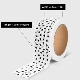 Whaline Boho Black Dot Decorative Packing Tape 110 Yard Gift Boxes Wrapping Tape for DIY Art Craft Small Business Sealing Boxes Mail Boxes Supplies