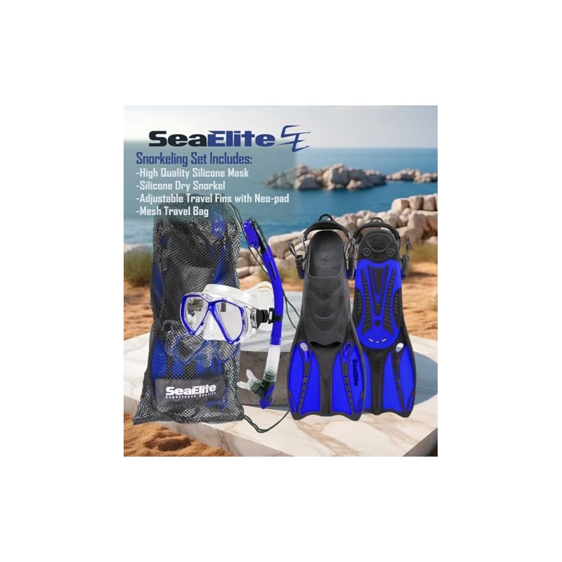 Sea Elite Snorkeling Set (Blue, Small/Medium)