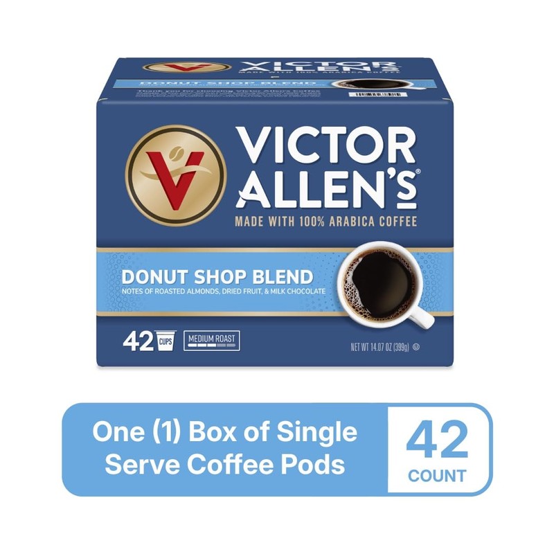 Victor Allen's Coffee Donut Shop Blend, Medium Roast, 42 Count,