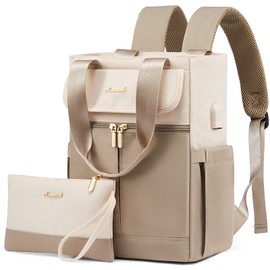 LOVEVOOK Women's Small Small City Backpack Handbag 2 in 1 Backpack Bag, Mini Bag Daypack Backpack Women Elegant for Leisure Travel Work, 1- Beige Khaki, Traditional Backpacks