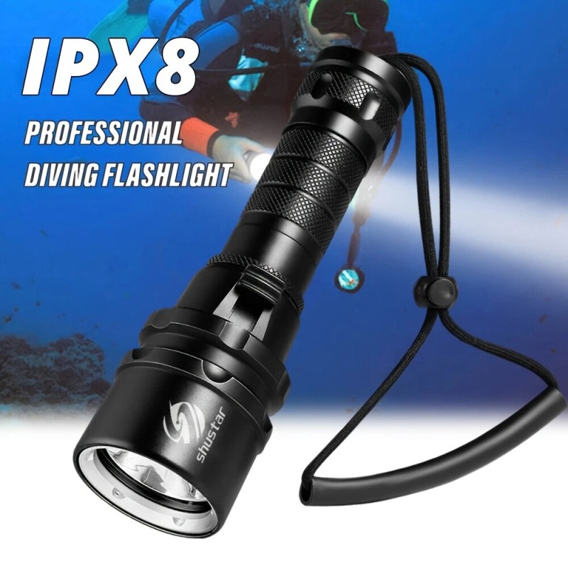 Packetman 200000LM LED Diving Flashlight Torch 200M Underwater Scuba Lantern