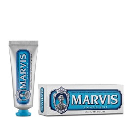 Marvis Aquatic Mint Travel Size Toothpaste, 25 ml, Sensational Flavoured Toothpaste Helps Remove Plaque with Long-Lasting Freshness