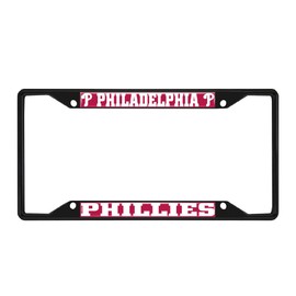 Fan Mats 31316: Philadelphia Phillies Metal License Plate Frame Black Finish, Red