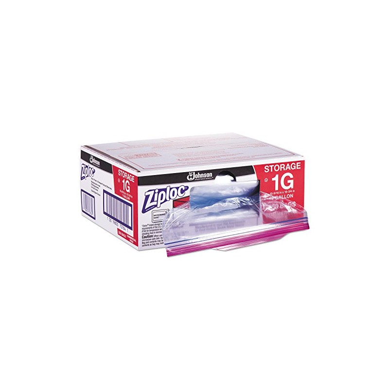 Ziploc 94602 Double Zipper Bags, Plastic, 1gal, 1.75mil, Clear w/Write-On