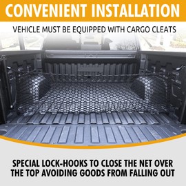 Envelope Style Trunk Mesh Cargo Net for GMC Sierra 2013-2025, Automotive Exterior Accessories - Premium Car Trunk Storage Organizers, Cargo Bed Net for Pickup Truck, Smart Vehicle Storage Organizer