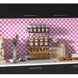 Modern Peel and Stick Wallpaper Pink and White Mosaic Checkered Contact Paper 17.7"x197" Self Adhesive Lattice Wallpaper Removable Decorative Wallpapers for Bedroom Countertops Cabinet Vinyl Roll