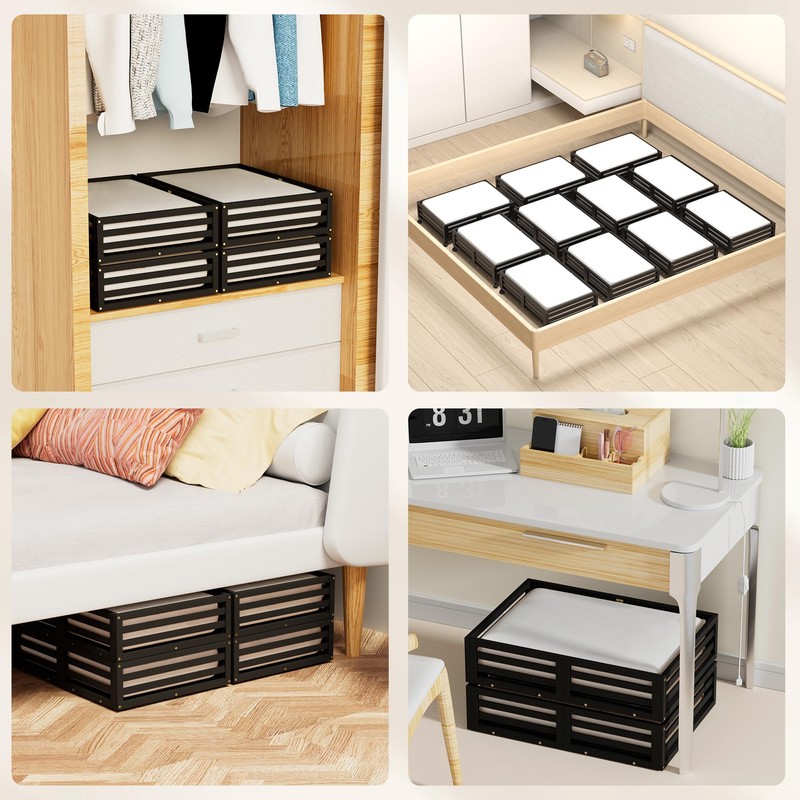 Wisuce Bamboo Under Bed Storage Containers- Underbed Organizer with Wheels