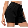 Ksmien Bermudas de algodón de punto para mujer con bolsillos