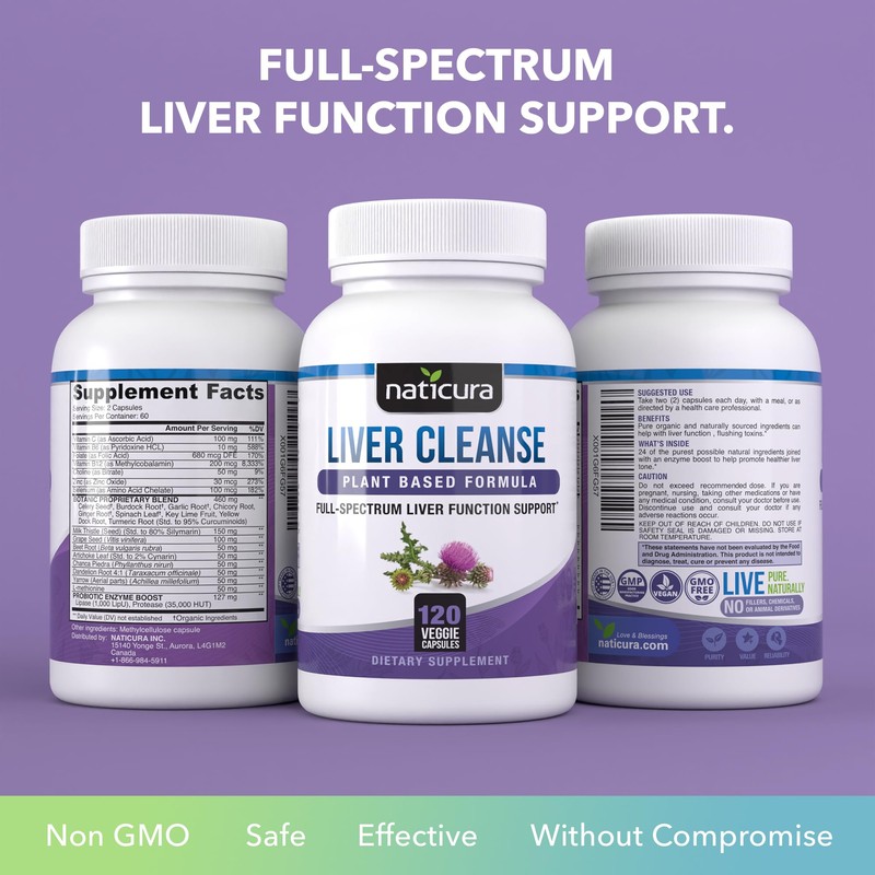 Naticura Liver Cleanse Plant-Based Formula - Vegan Full-Spectrum Supplement with