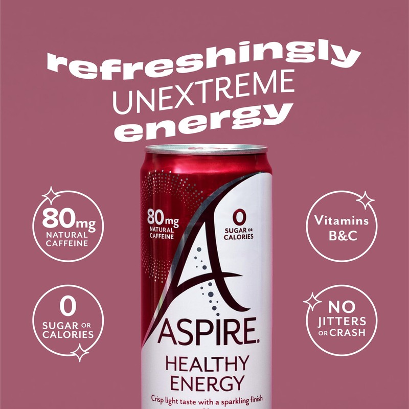 ASPIRE® Cranberry, Healthy Energy Drink 80mg Natural Caffeine, Zero Sugar