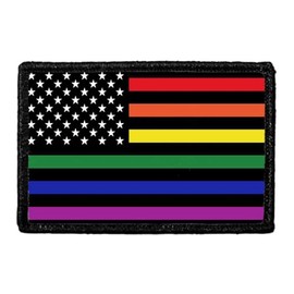 US Flag - Rainbow Stripes | Hook and Loop Attach for Hats, Jeans, Vest, Coat | 2x3 in | by Pull Patch