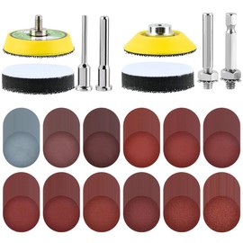 BATINO 240Pcs 2inch Sanding Discs Hook and Loop Assorted Grit Sandpaper with 2Pcs 1/8"&1/4" Shank Backer Plate, Sanding Pads Includes 80-3000 Grit for Angle Grinder Rotary Tools