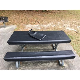 Table Gloves- Worlds Finest, Most Heavy Duty, Fitted Marine Grade Vinyl Picnic Table Cover Sets- Hand Made in The U.S.A. - Great for Camping or Full Time RV Living-(6 Foot Set- Slate Black)