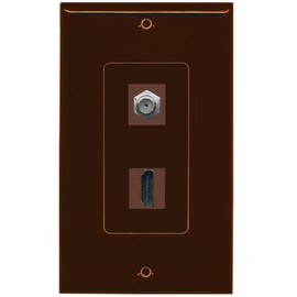 RiteAV - 1 x Cable TV Coax and 1 x HDMI Port Wall Plate Decorative Type - Brown - Bracket Included