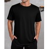 QUALFORT Men's Black Short Sleeve T-Shirts Cotton Crewneck Soft Undershirt