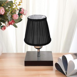 Lurrose Black Decor Lamp Shades Cloth Lamp Shade Covers, Clip On Bulb Lamp Shade Fabric Lampshade with Harp Pleated Cone for Table Chandelier Wall Lamp, Black Drum Lamp Shades Vintage Decor