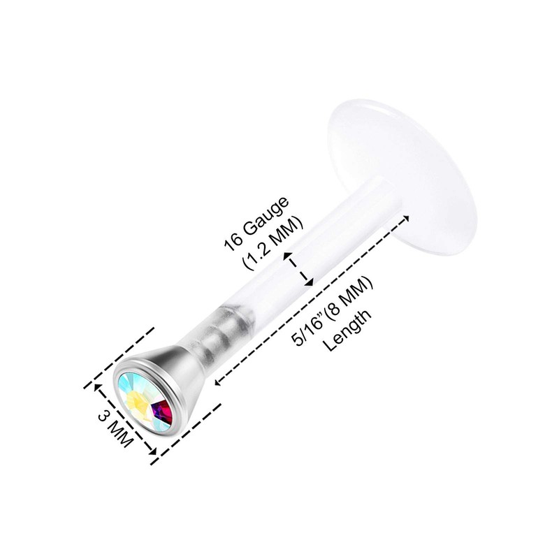 KJM FASHION Bioflex Labret Earrings 1.2 mm 16 g Transparent