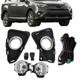 waltyotur Pair Driving Fog Lamps Assembly Replacement for RAV4 2016 2017 2018 Fog Lights Driver Left and Passenger Right Side Front Bumper Replacement for 81210-60200 81220-60120