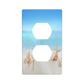 Moslion Beach Starfish Wall Plate Covers Blue Sky Sea Ocean Beige Sand Summer Coast 1-Gang Outlet Cover Switch Plug Duplex Home Decorative Office